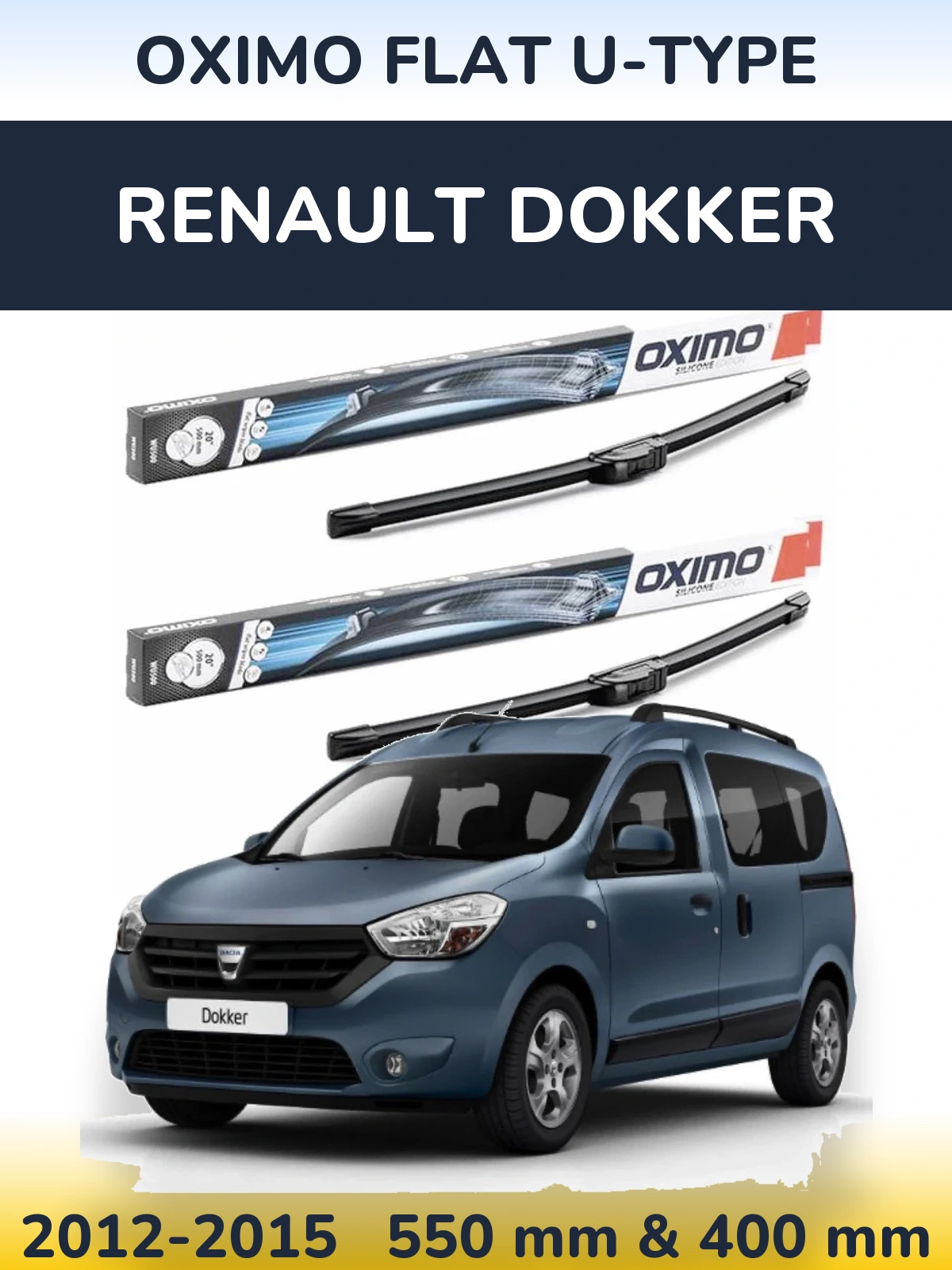 Komplet przednich wycieraczek Oximo Flat U-type 550 & 400 mm do Renault Dokker 2012-2015