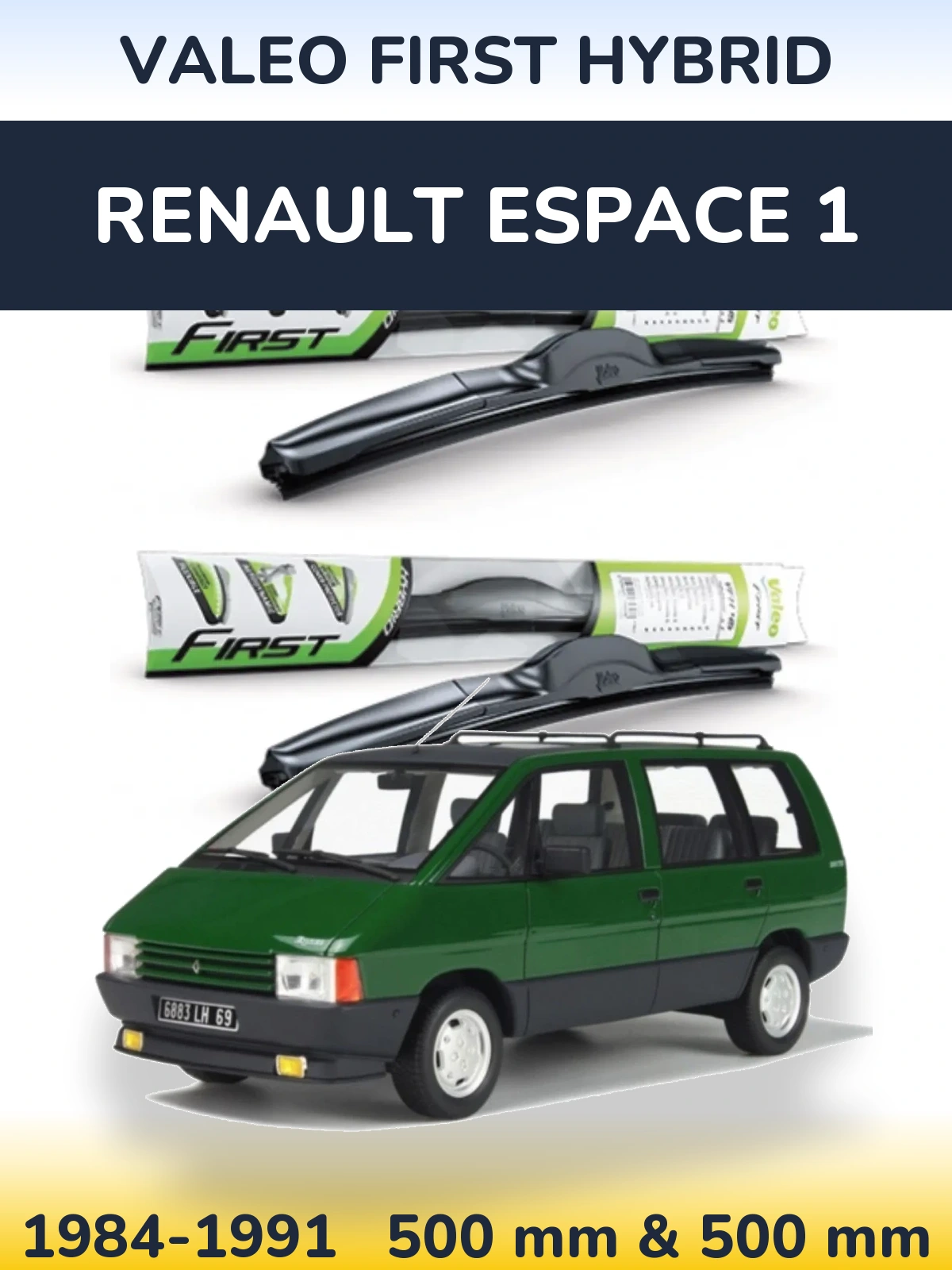 Komplet przednich wycieraczek Valeo First Hybrid 500 & 500 mm do Renault Espace 1 1984-1991