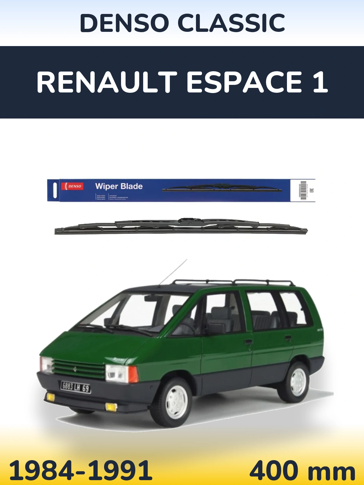 Rear wiper blade Denso Classic 400 мм for Renault Espace 1 1984-1991