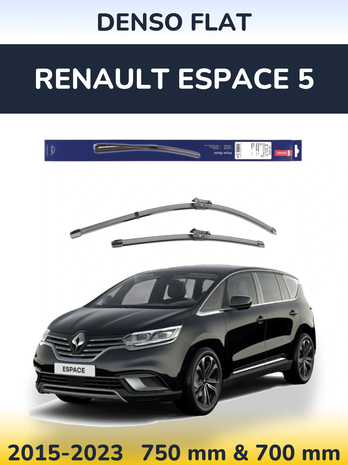 Komplet przednich wycieraczek Denso Flat 750 & 700 mm do Renault Espace 5 2015-2023