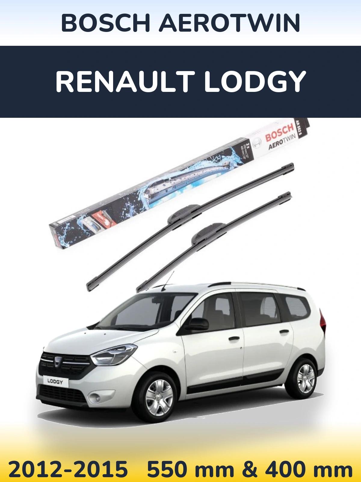 Front wiper blade set BOSCH AeroTwin 550 & 400 mm for Renault Lodgy 2012-2015