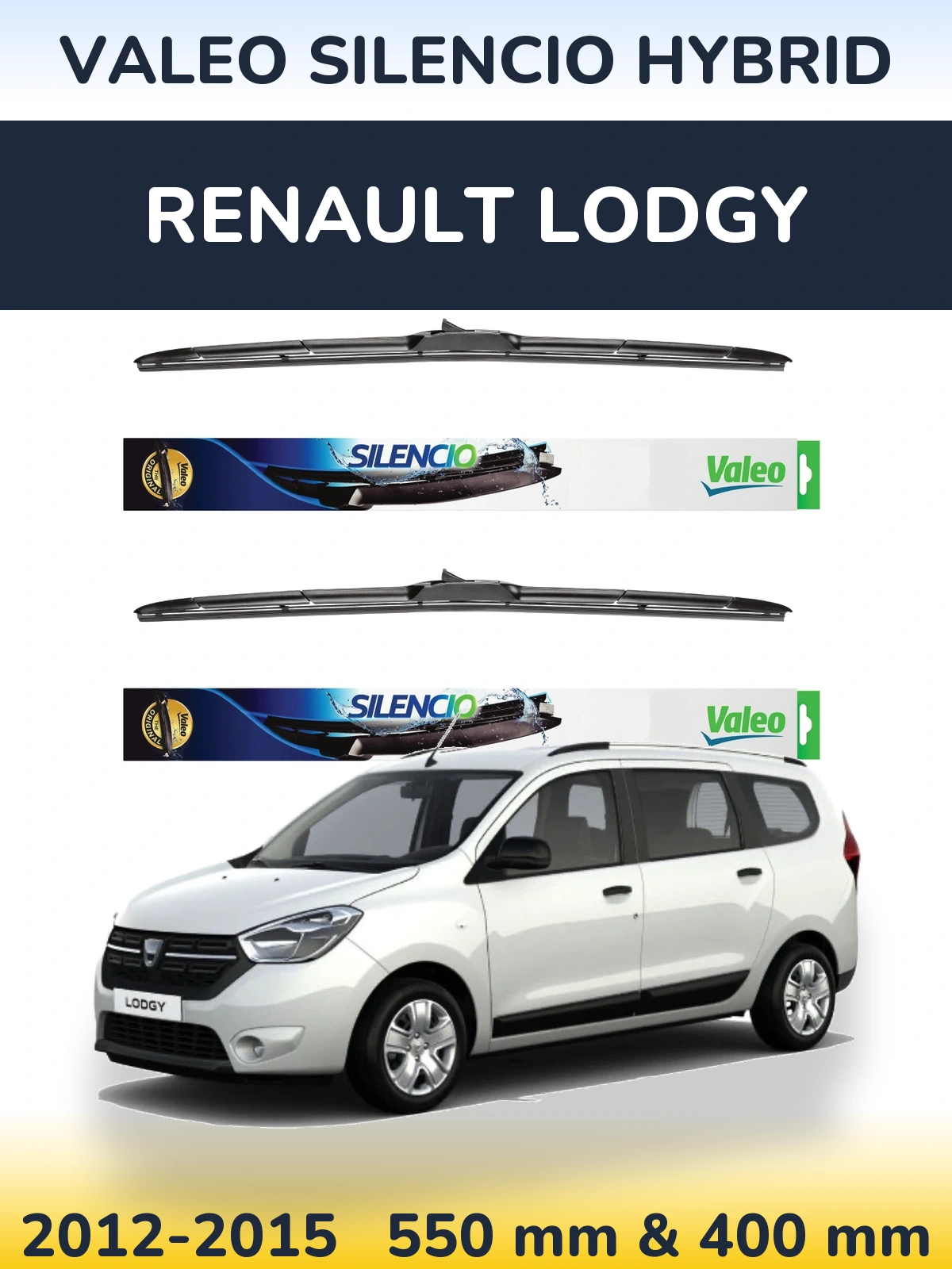 Front wiper blade set Valeo Silencio Hybrid 550 & 400 мм for Renault Lodgy 2012-2015
