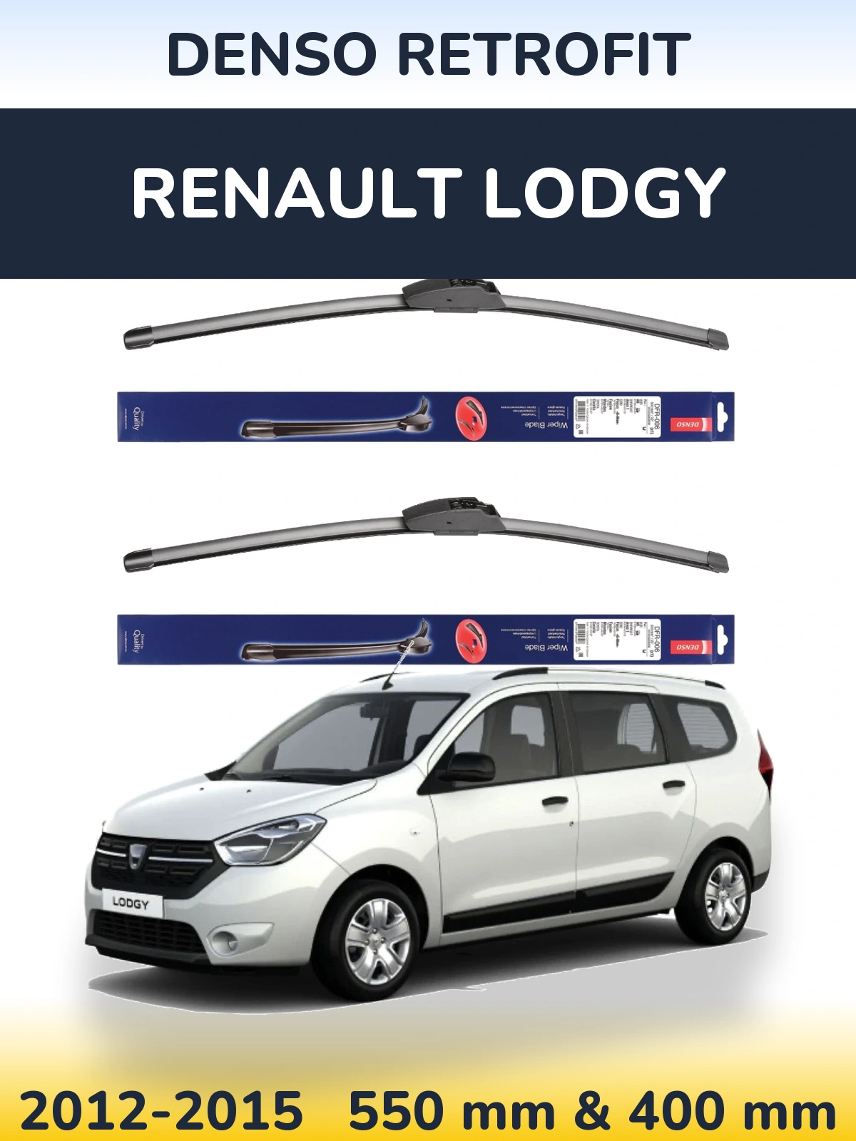 Front wiper blade set Denso Retrofit 550 & 400 мм for Renault Lodgy 2012-2015