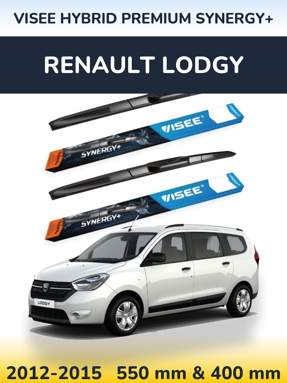 Комплект передних дворников VISEE HYBRID PREMIUM SYNERGY+ 550 & 400 мм для Renault Lodgy 2012-2015