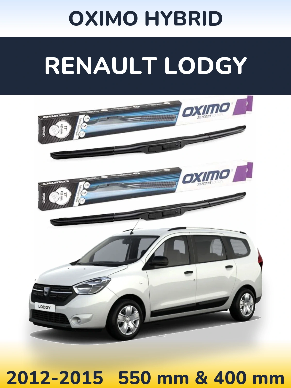 Комплект передніх щіток Oximo Hybrid 550 & 400 мм для Renault Lodgy 2012-2015