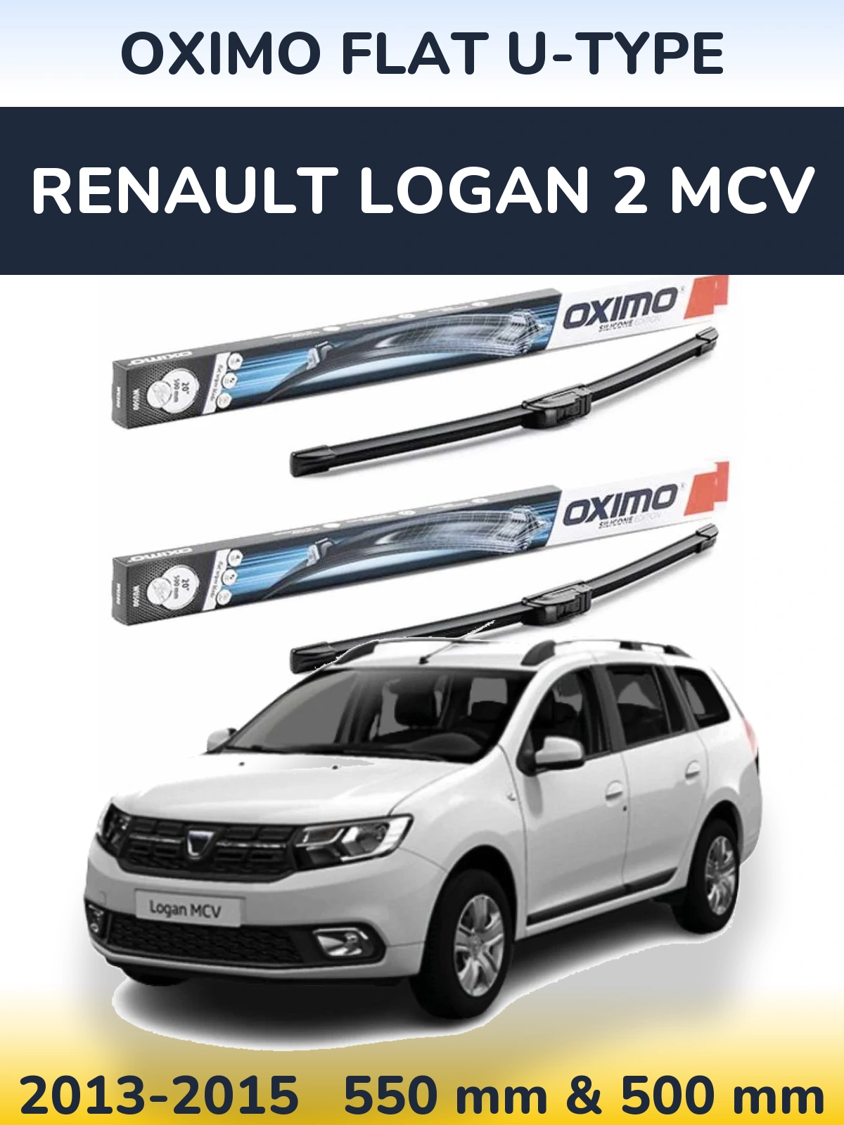Komplet przednich wycieraczek Oximo Flat U-type 550 & 500 mm do Renault Logan 2 MCV 2013-2015