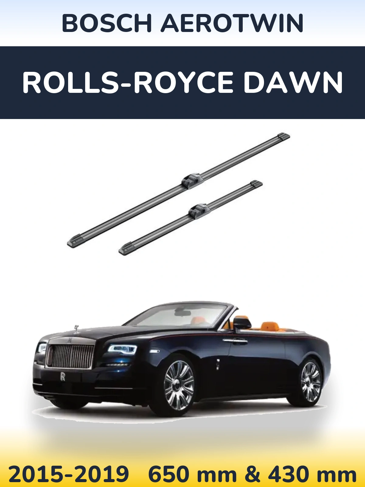 Komplet przednich wycieraczek BOSCH AeroTwin 650 & 430 mm do Rolls-Royce Dawn 2015-2019
