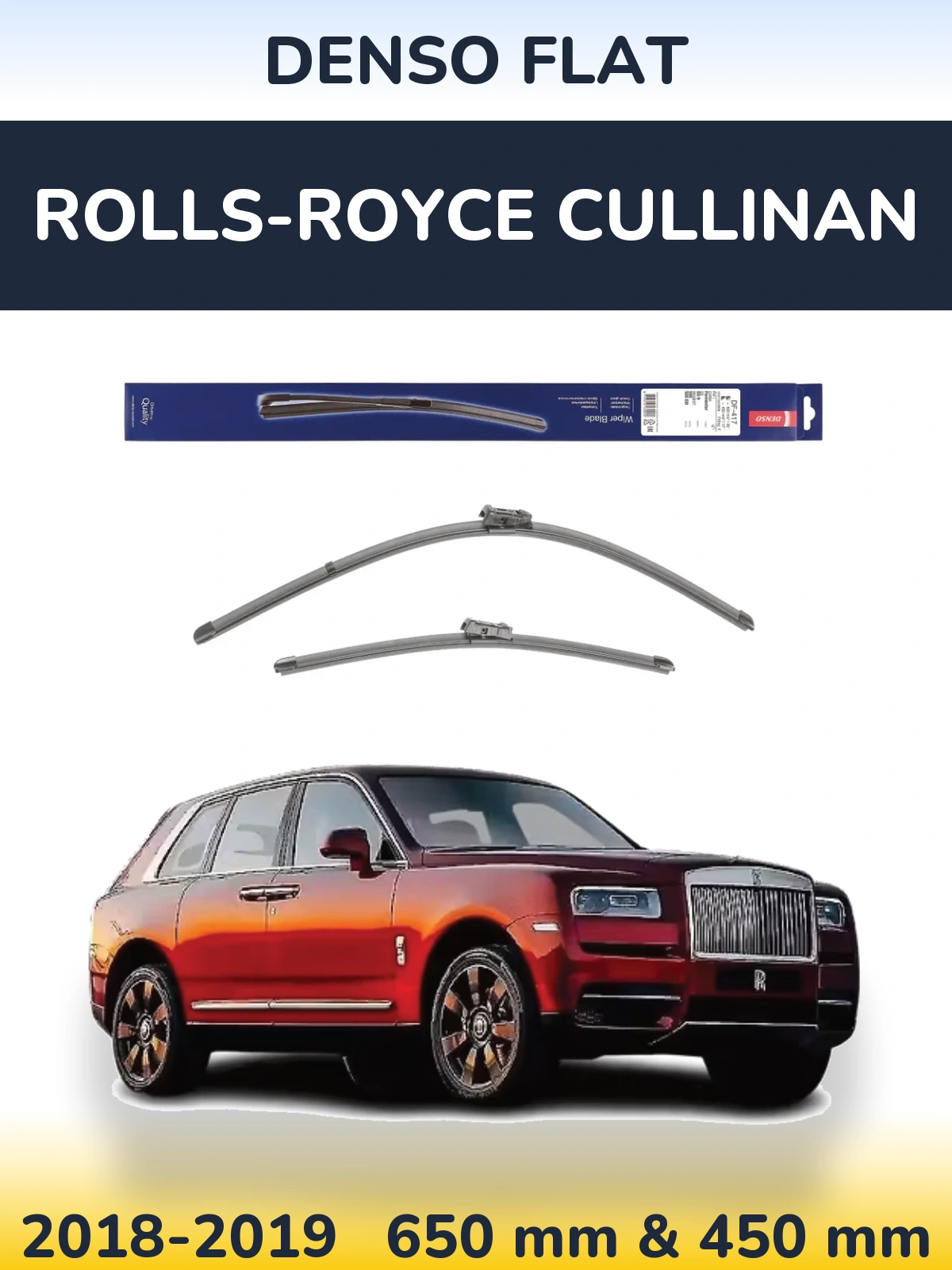 Front wiper blade set Denso Flat 650 & 450 мм for Rolls-Royce Cullinan 2018-2019