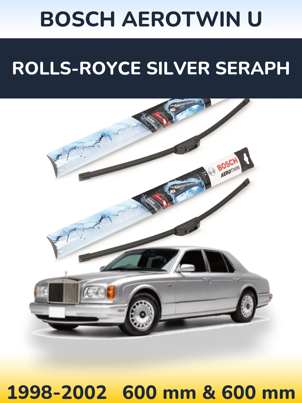 Komplet przednich wycieraczek BOSCH AeroTwin U 600 & 600 mm do Rolls-Royce Silver Seraph 1998-2002