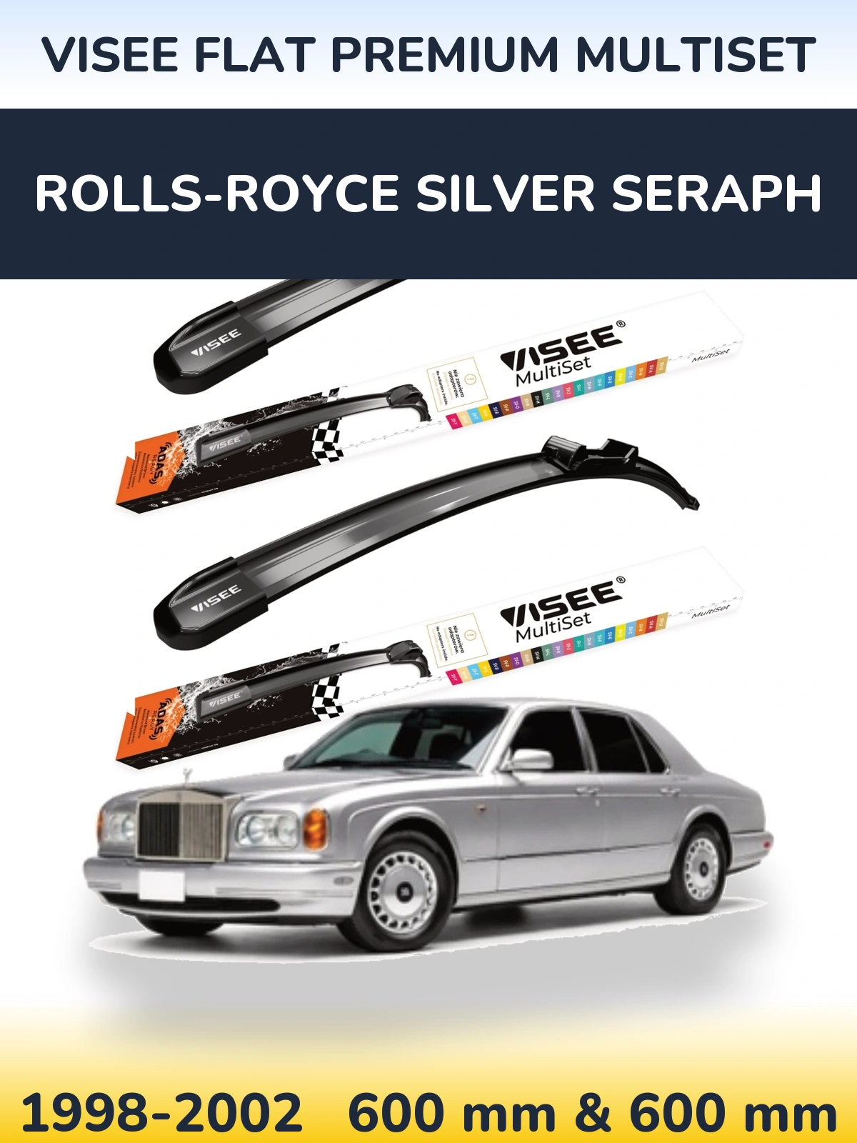 Комплект передних дворников VISEE FLAT PREMIUM MultiSet 600 & 600 мм для Rolls-Royce Silver Seraph 1998-2002