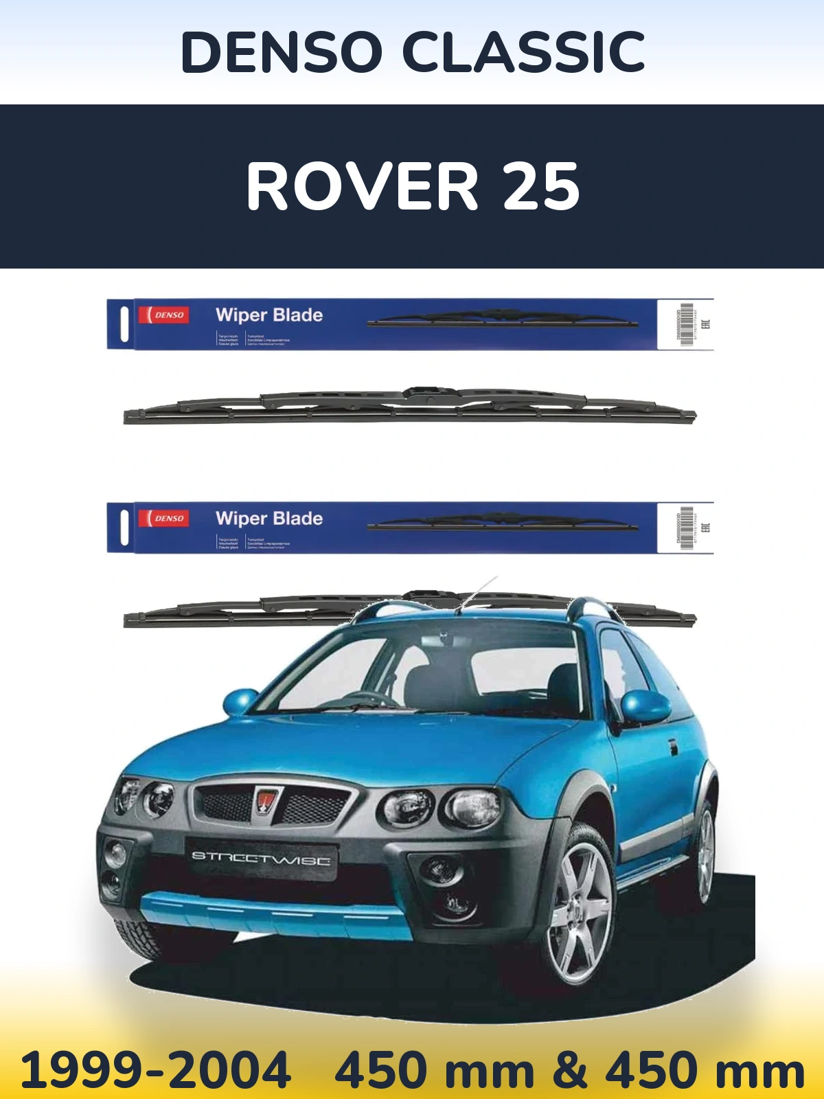 Komplet przednich wycieraczek Denso Classic 450 & 450 mm do Rover 25 1999-2004