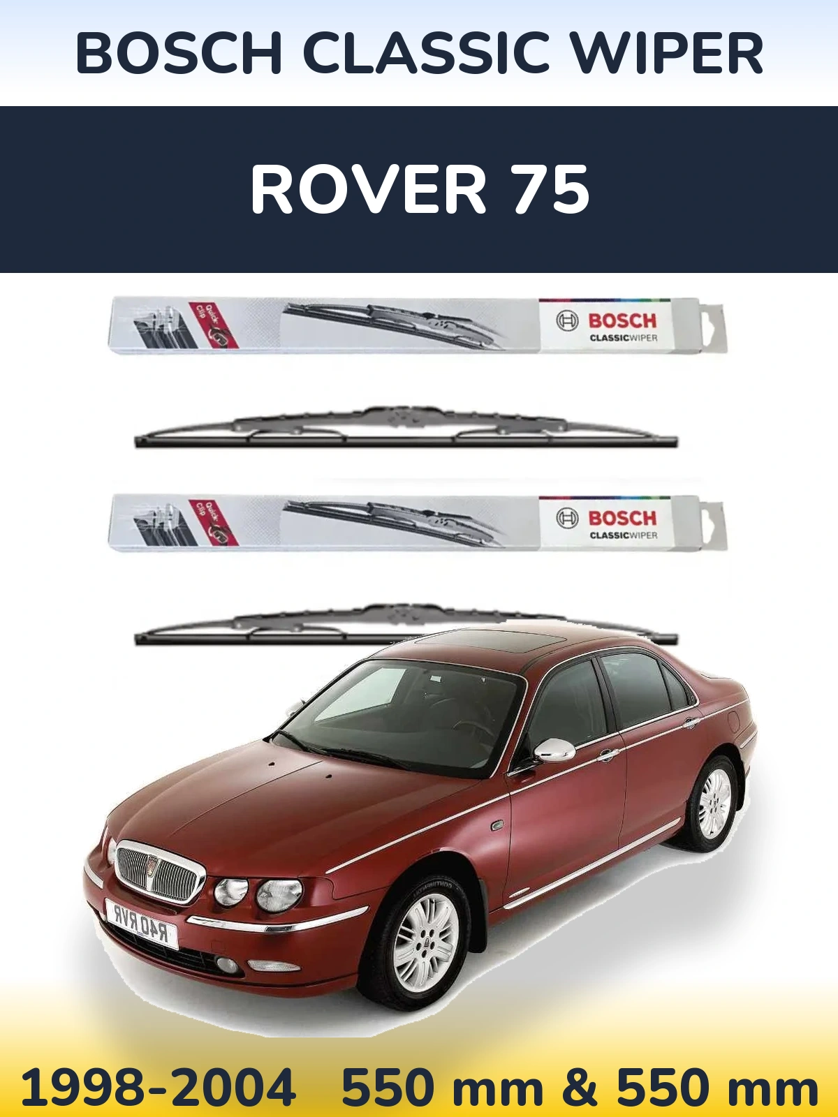 Комплект передних дворников BOSCH Classic Wiper 550 & 550 мм для Rover 75 1998-2004