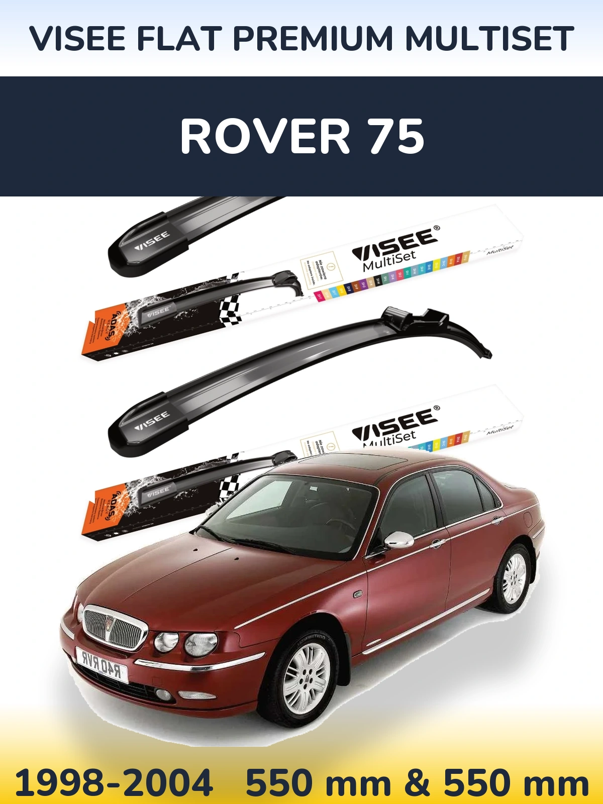 Комплект передніх щіток VISEE FLAT PREMIUM MultiSet 550 & 550 мм для Rover 75 1998-2004