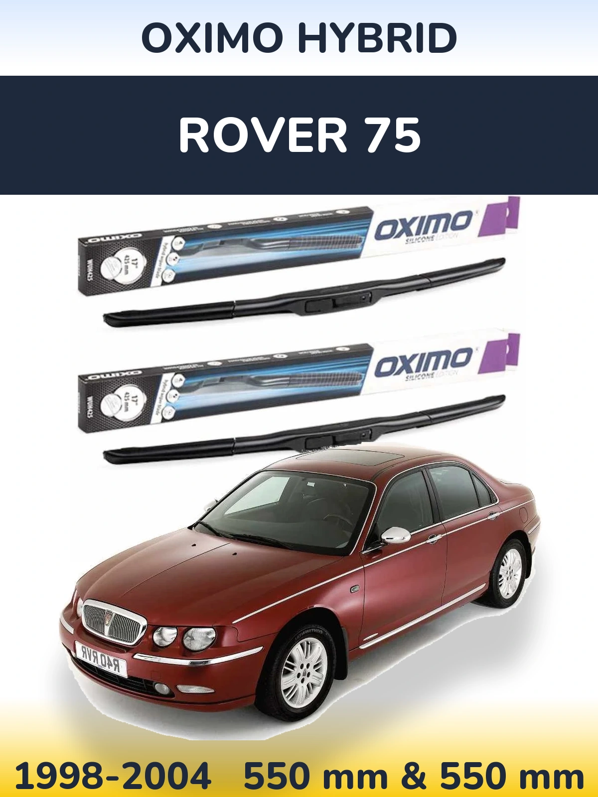 Комплект передних дворников Oximo Hybrid 550 & 550 мм для Rover 75 1998-2004