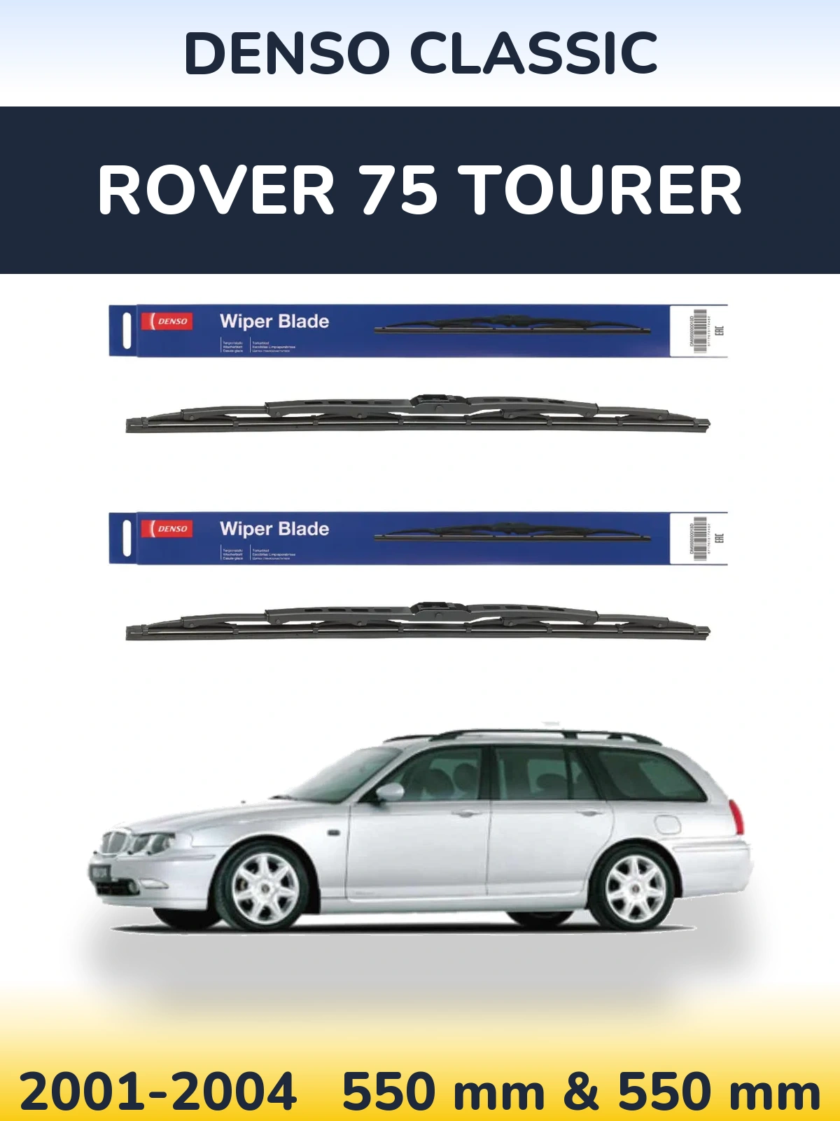 Front wiper blade set Denso Classic 550 & 550 мм for Rover 75 Tourer 2001-2004