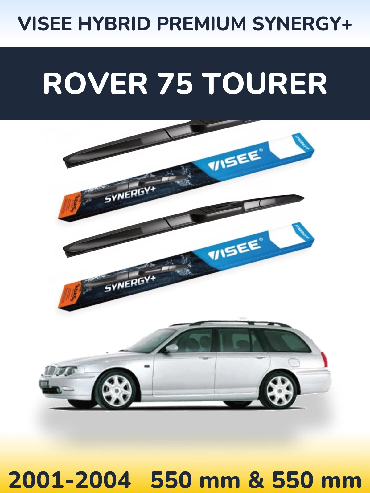 Front wiper blade set VISEE HYBRID PREMIUM SYNERGY+ 550 & 550 мм for Rover 75 Tourer 2001-2004