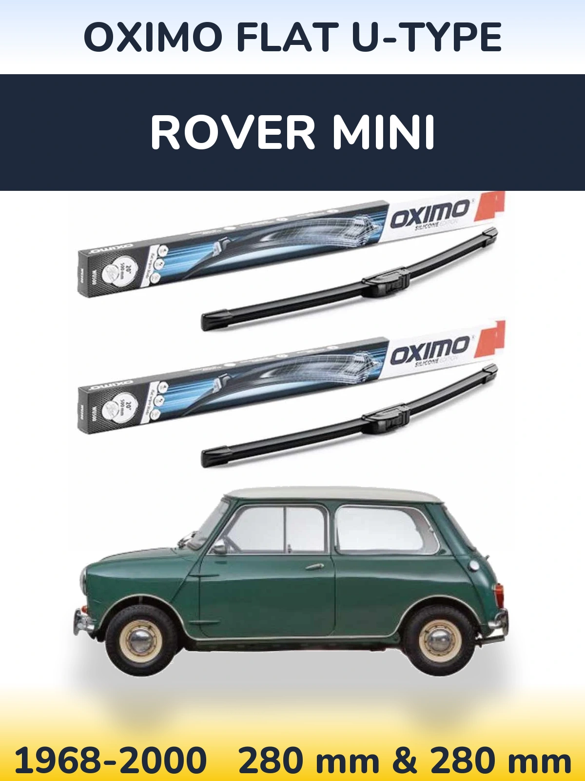Komplet przednich wycieraczek Oximo Flat U-type 300 & 300 mm do Rover Mini 1968-2000
