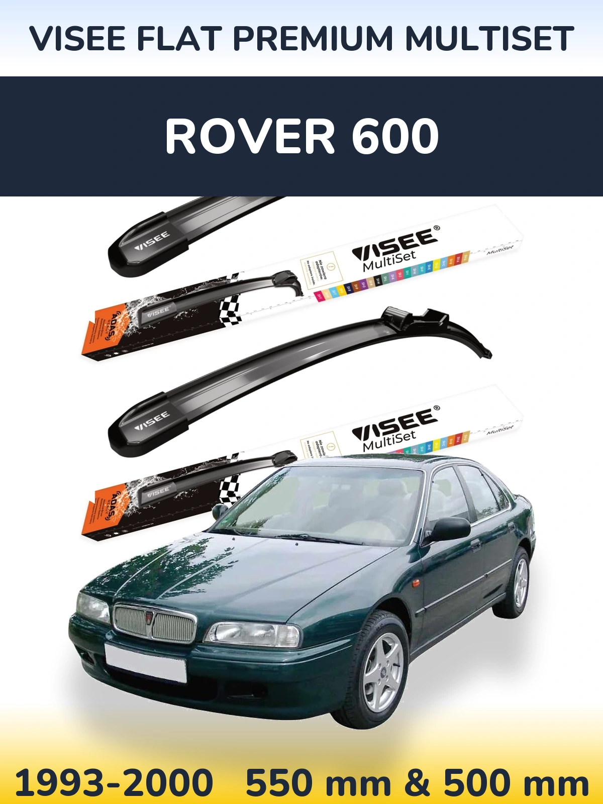 Front wiper blade set VISEE FLAT PREMIUM MultiSet 550 & 500 мм for Rover 600 1993-2000
