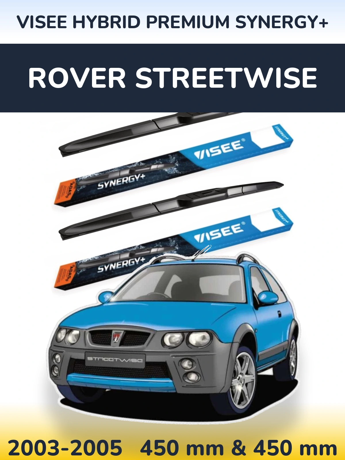 Комплект передних дворников VISEE HYBRID PREMIUM SYNERGY+ 450 & 450 мм для Rover Streetwise 2003-2005