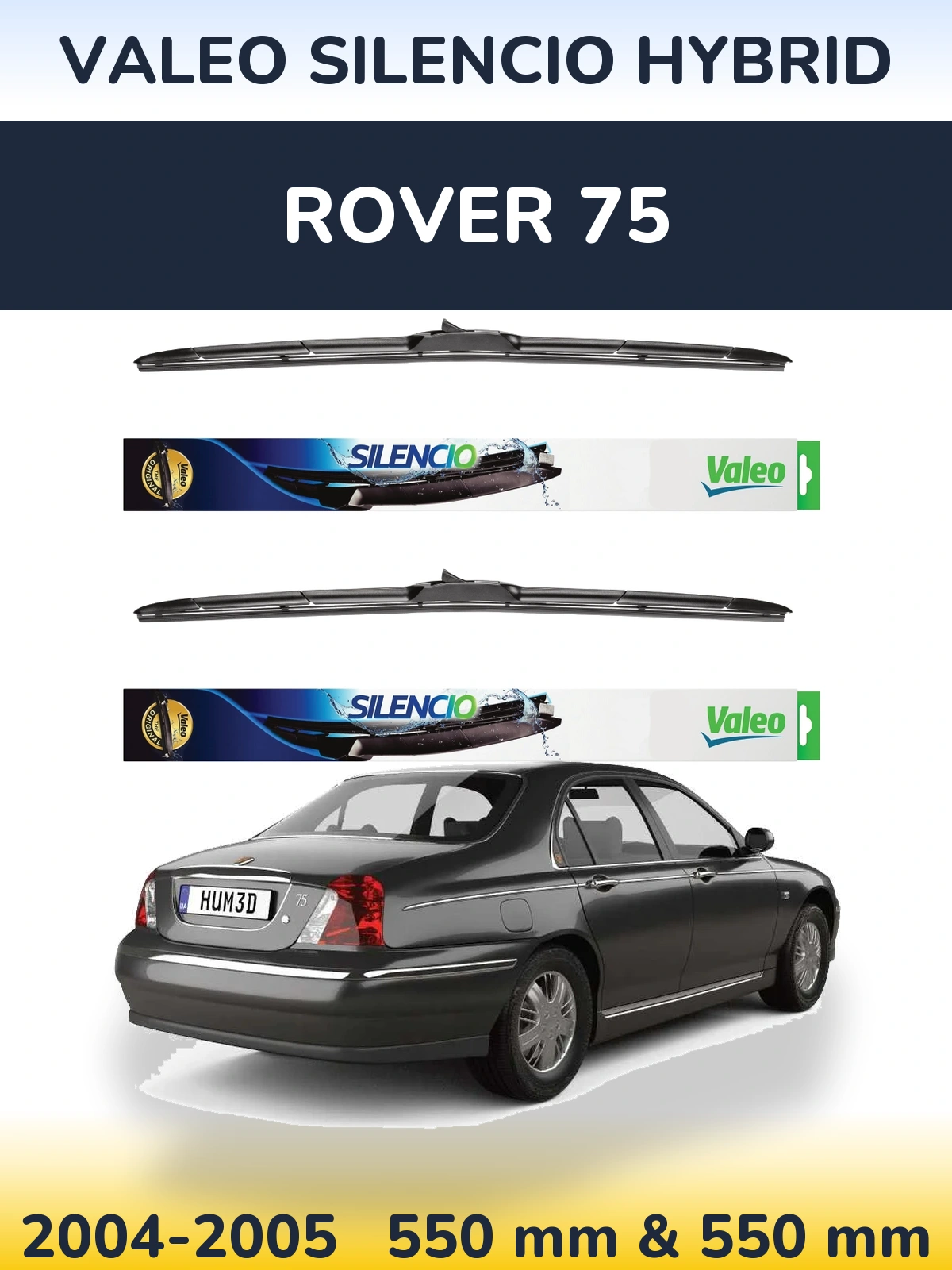 Комплект передніх щіток Valeo Silencio Hybrid 550 & 550 мм для Rover 75 2004-2005