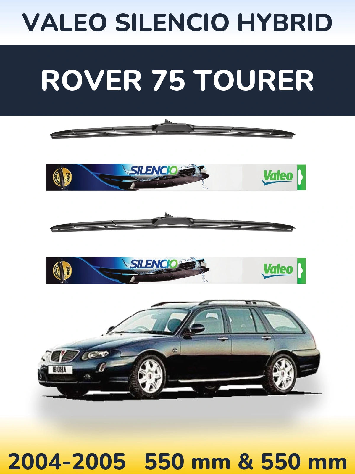 Front wiper blade set Valeo Silencio Hybrid 550 & 550 мм for Rover 75 Tourer 2004-2005