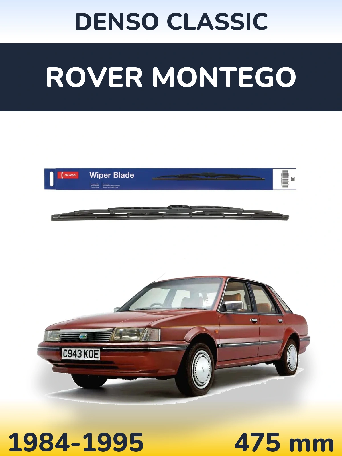Rear wiper blade Denso Classic 475 мм for Rover Montego 1984-1995