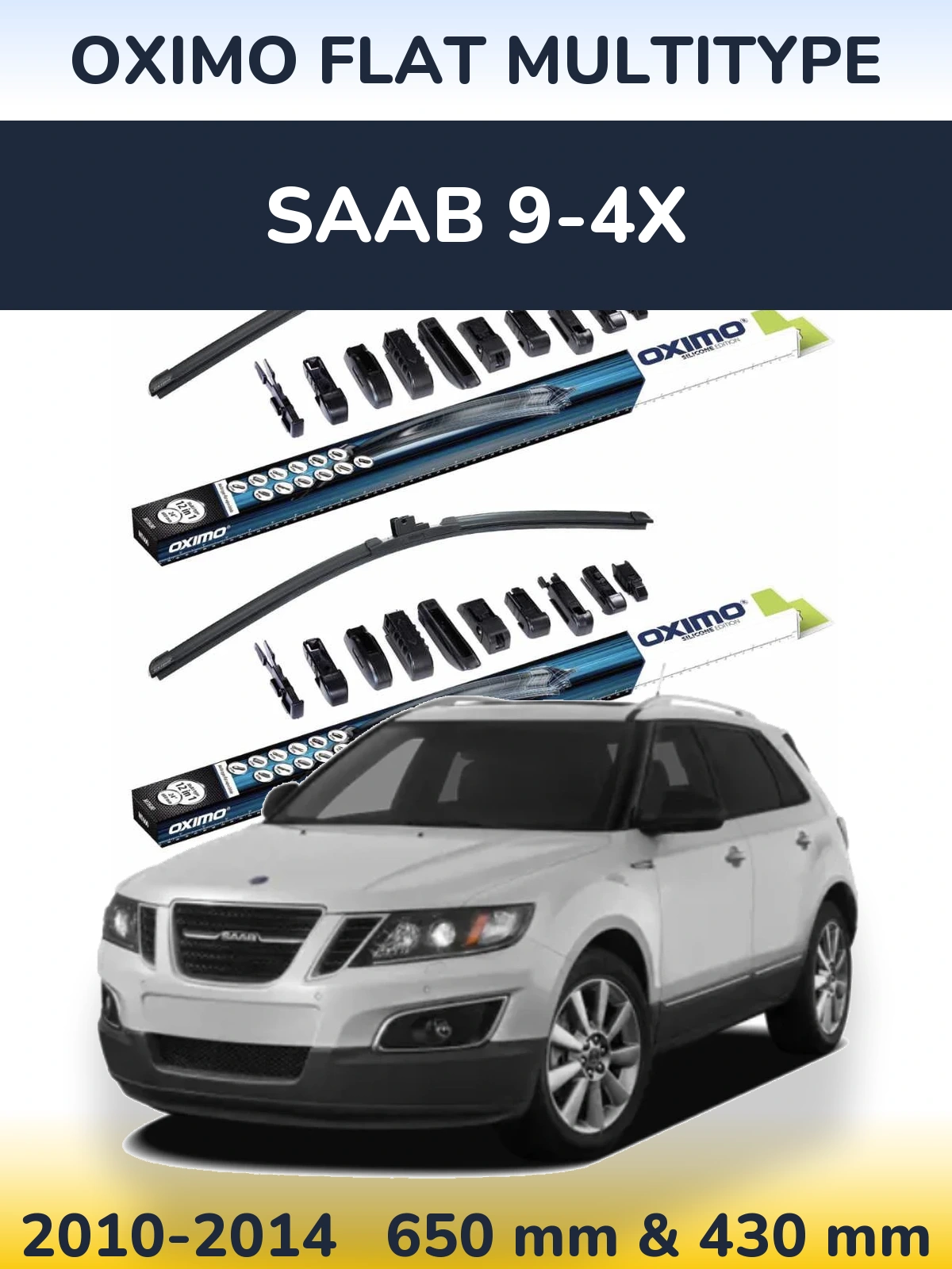 Komplet przednich wycieraczek Oximo Flat MultiType 650 & 430 mm do SAAB 9-4X 2010-2014