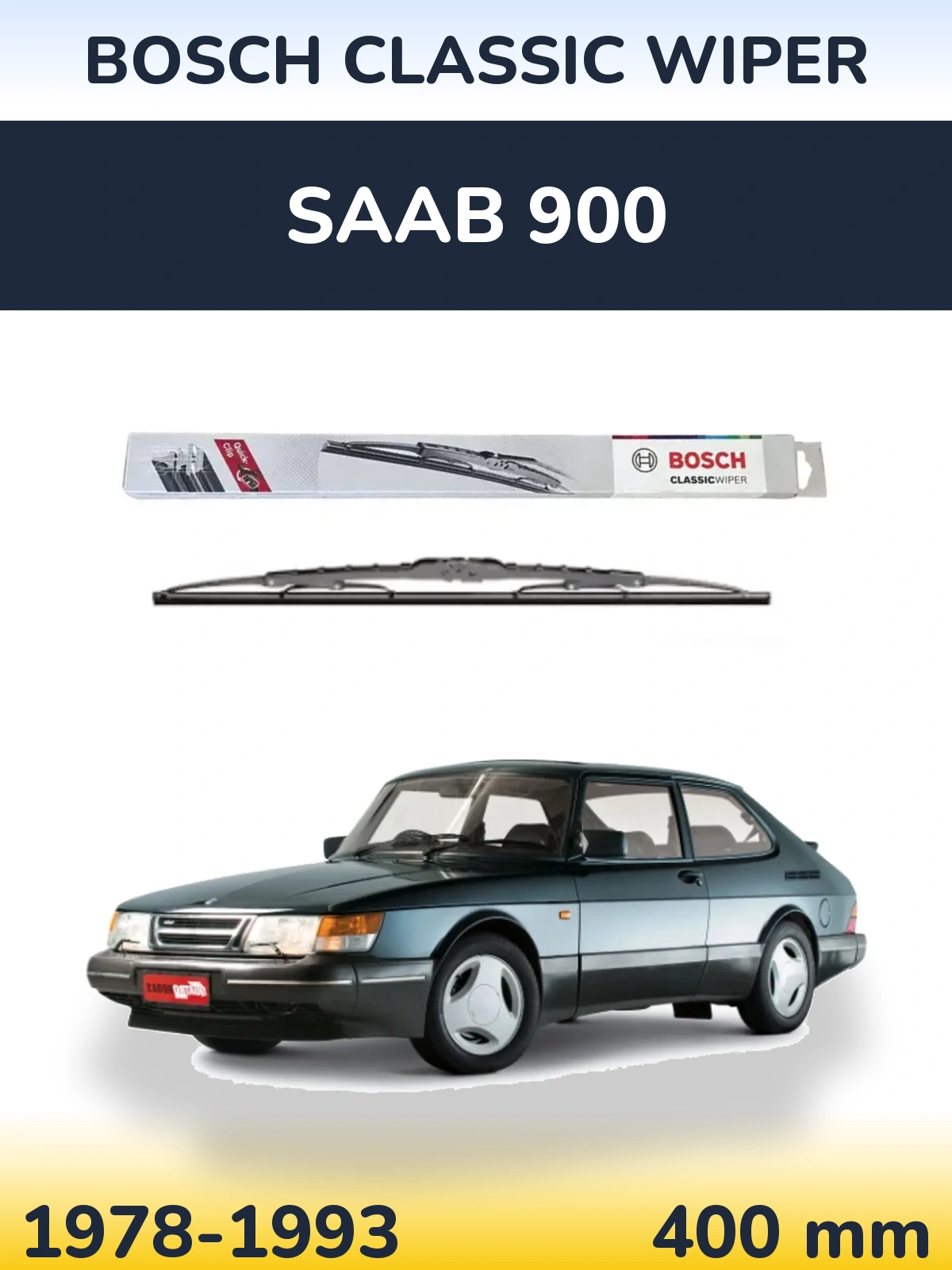 Rear wiper blade BOSCH Classic Wiper 400 мм for SAAB 900 1978-1993