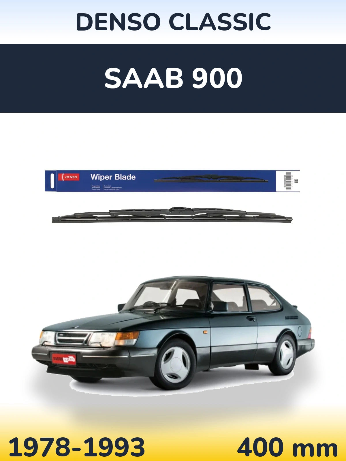 Rear wiper blade Denso Classic 400 мм for SAAB 900 1978-1993