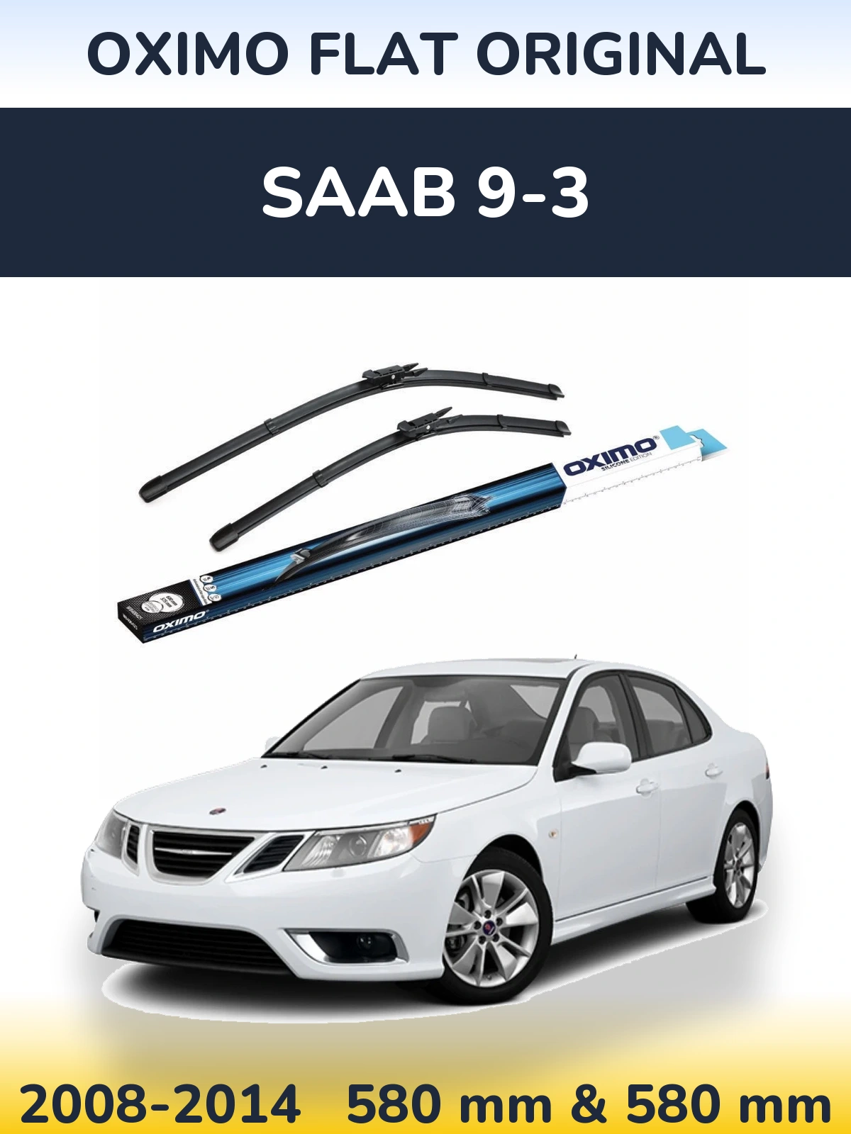 Front wiper blade set Oximo Flat Original 600 & 580 мм for SAAB 9-3 2008-2014