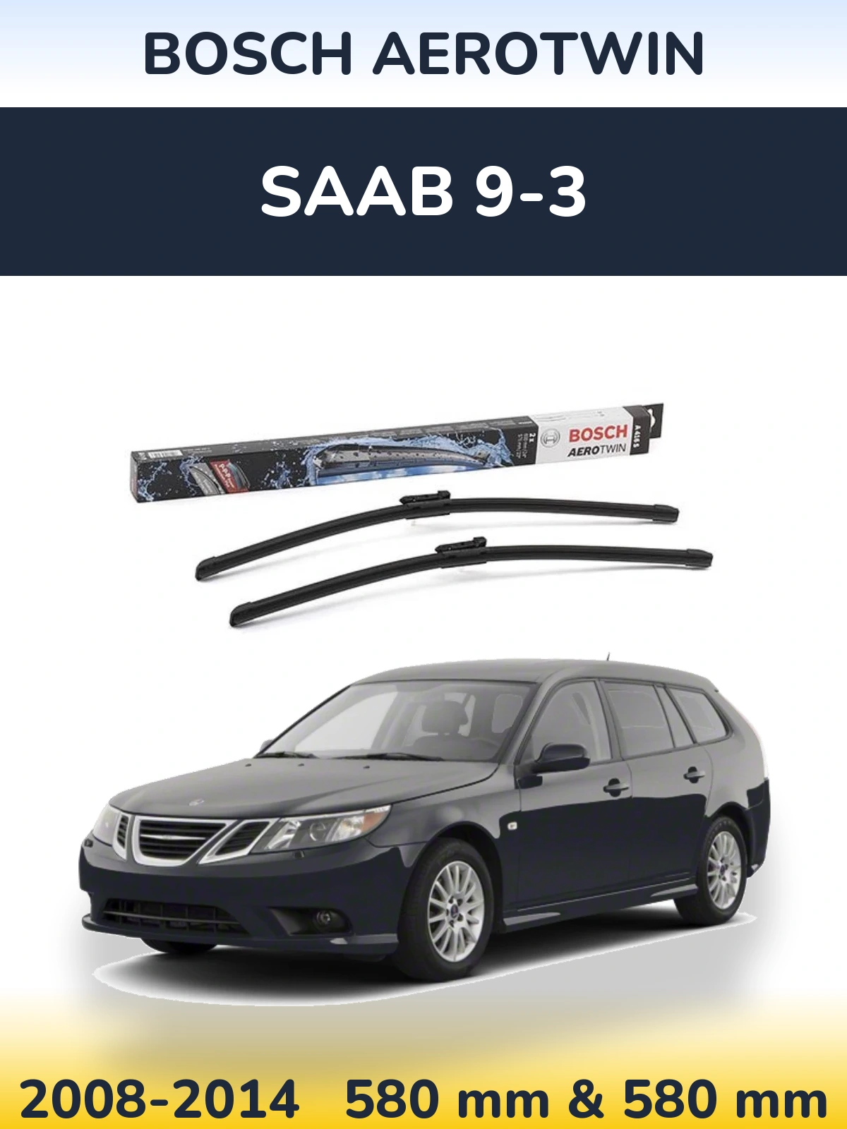 Komplet przednich wycieraczek BOSCH AeroTwin 600 & 580 mm do SAAB 9-3 2008-2014