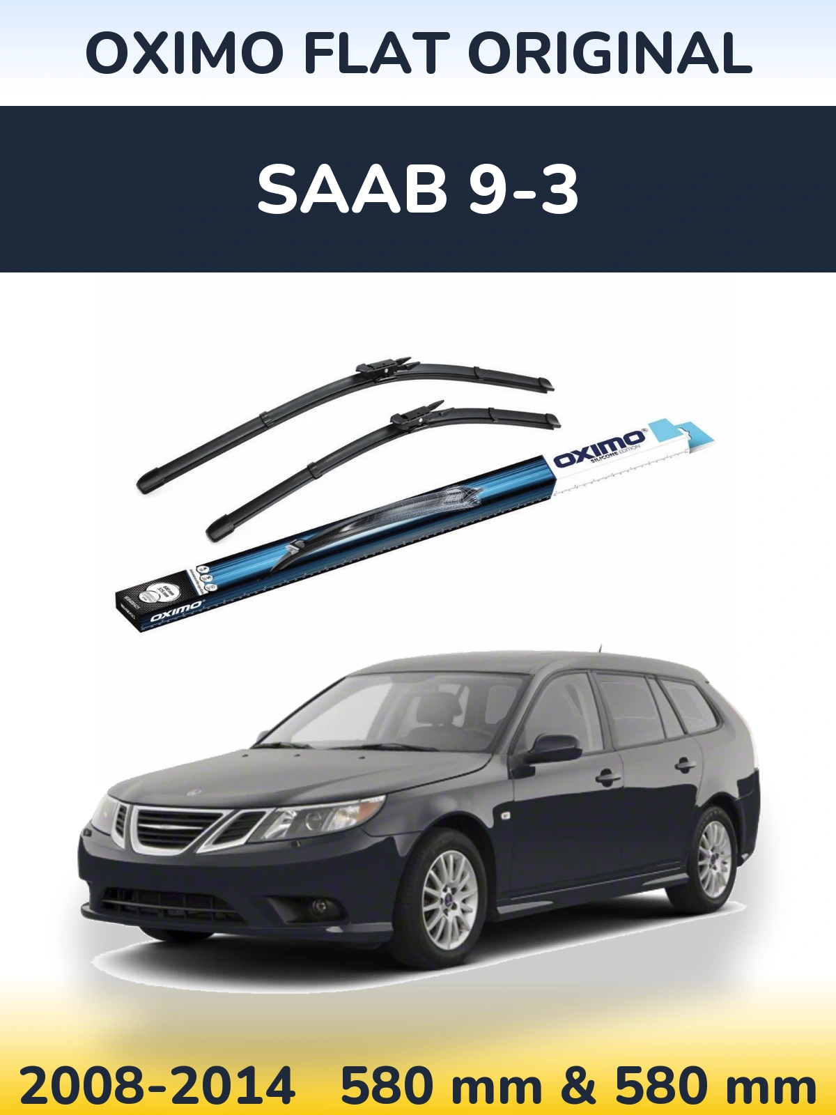 Front wiper blade set Oximo Flat Original 600 & 580 мм for SAAB 9-3 2008-2014