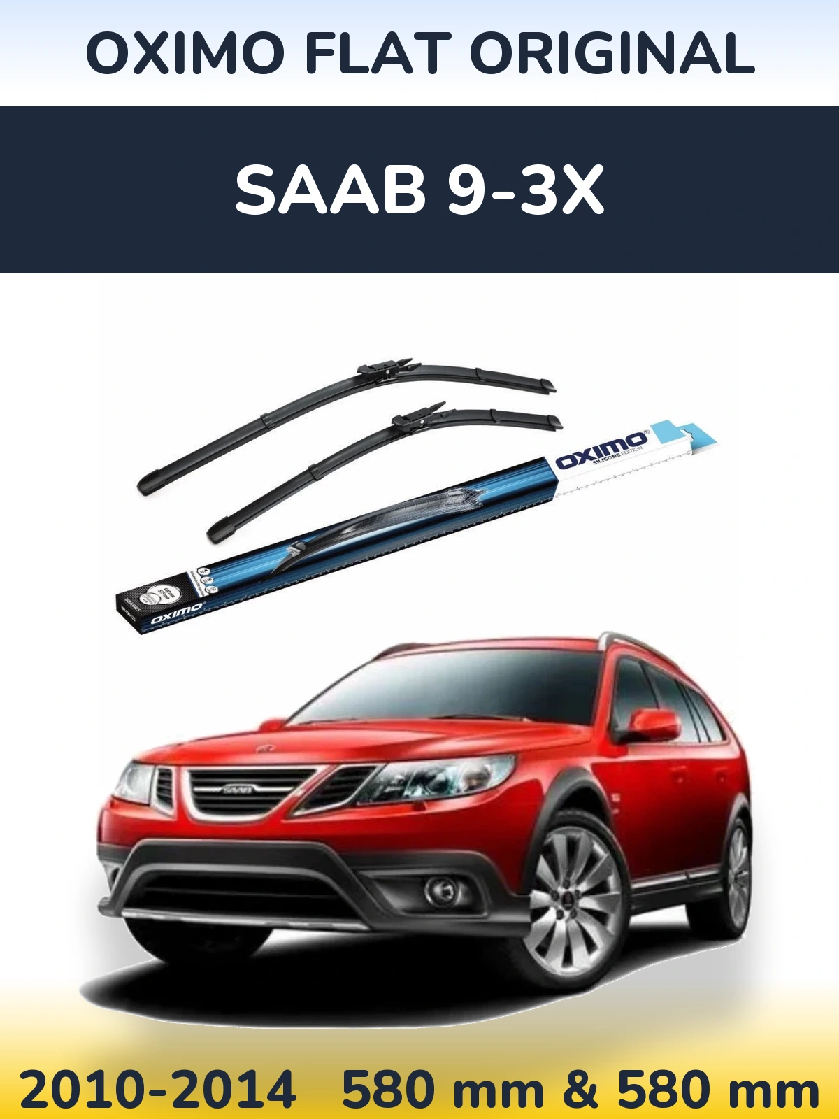 Front wiper blade set Oximo Flat Original 600 & 580 мм for SAAB 9-3X 2010-2014