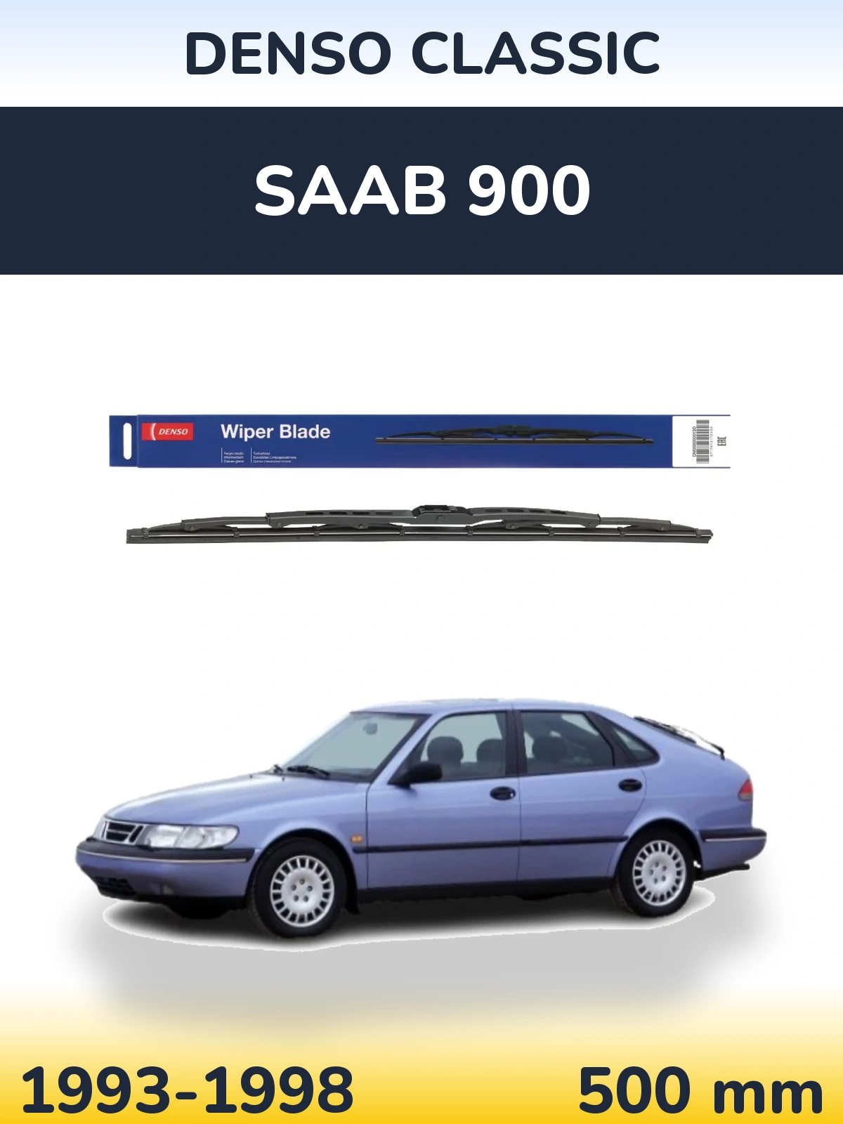 Rear wiper blade Denso Classic 500 мм for SAAB 900 1993-1998