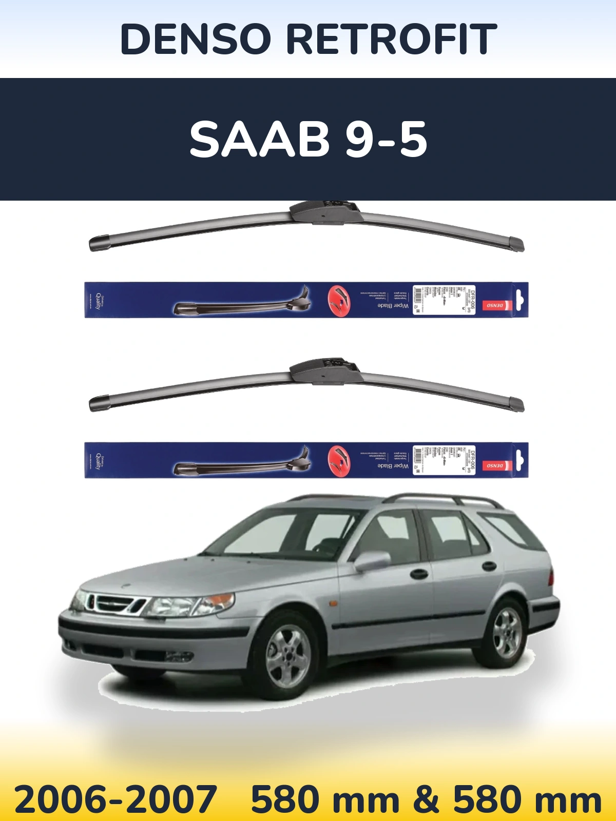 Комплект передніх щіток Denso Retrofit 580 & 580 мм для SAAB 9-5 2006-2007