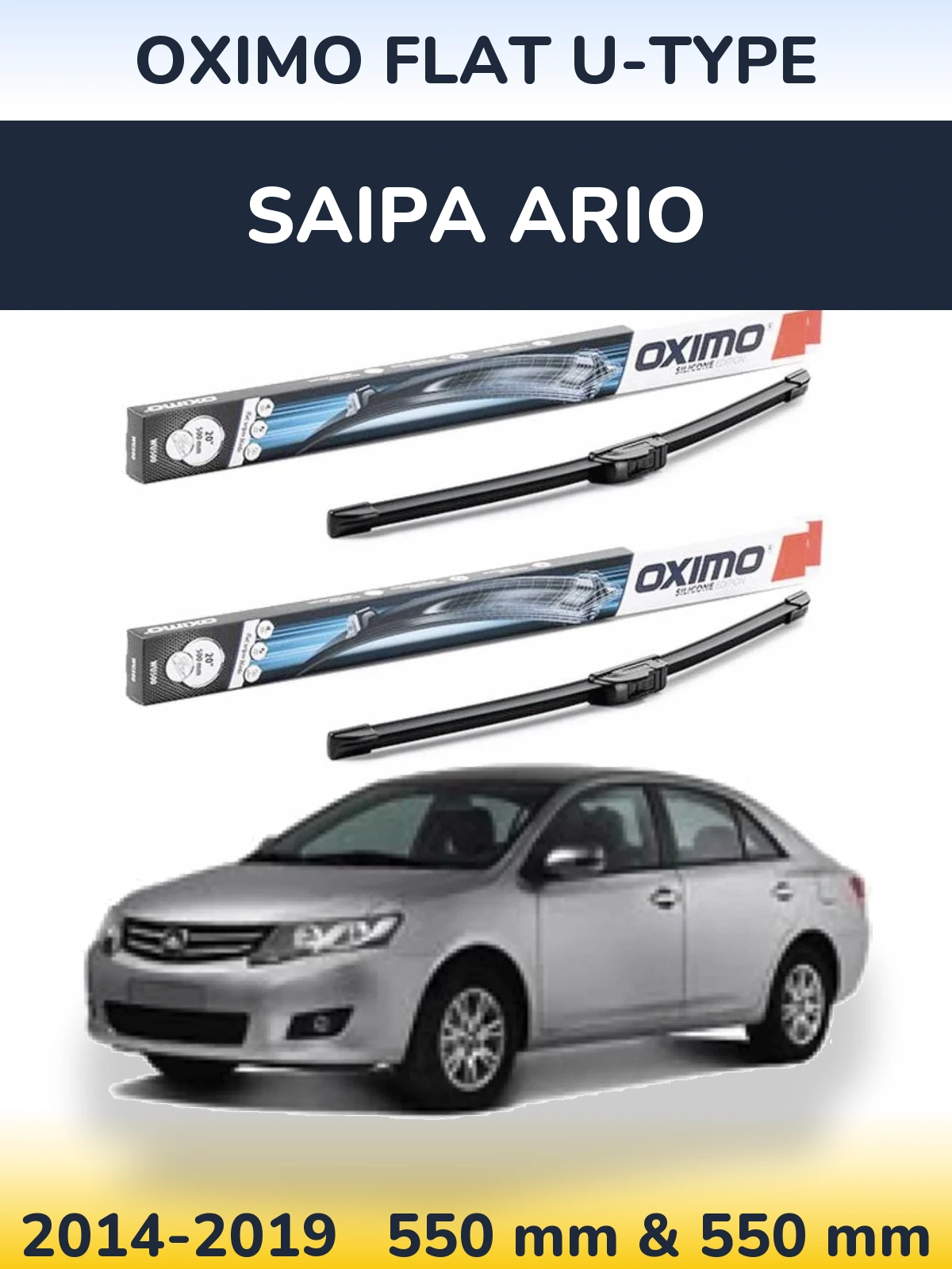 Komplet przednich wycieraczek Oximo Flat U-type 550 & 550 mm do Saipa Ario 2014-2019