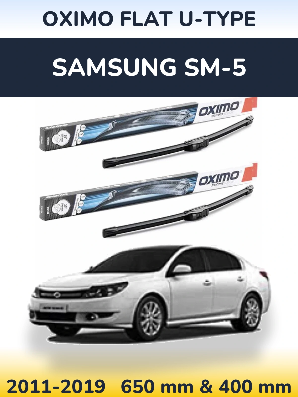 Комплект передних дворников Oximo Flat U-type 650 & 400 мм для Samsung SM-5 2011-2019