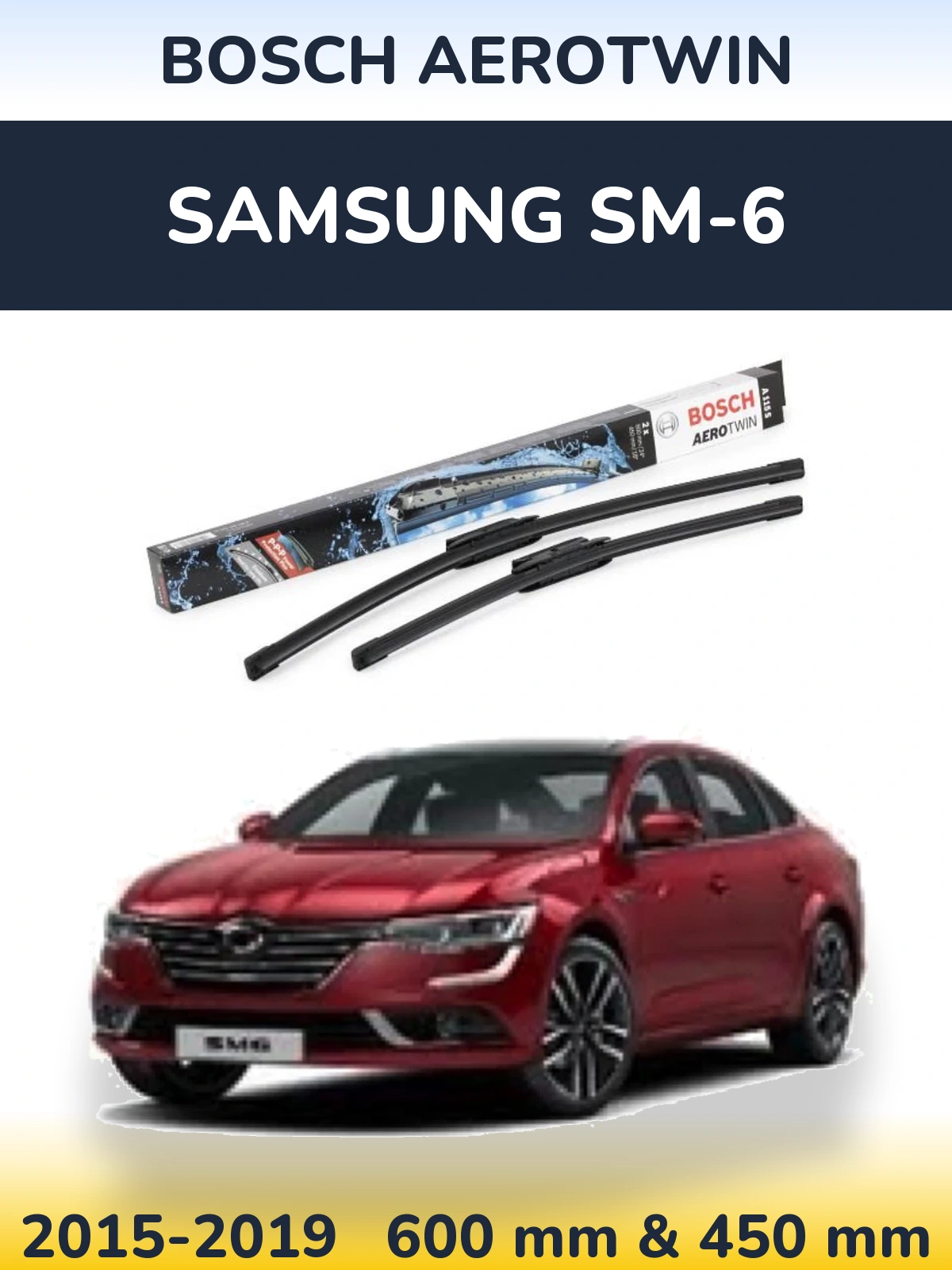 Комплект передніх щіток BOSCH AeroTwin 600 & 450 мм для Samsung SM-6 2015-2019