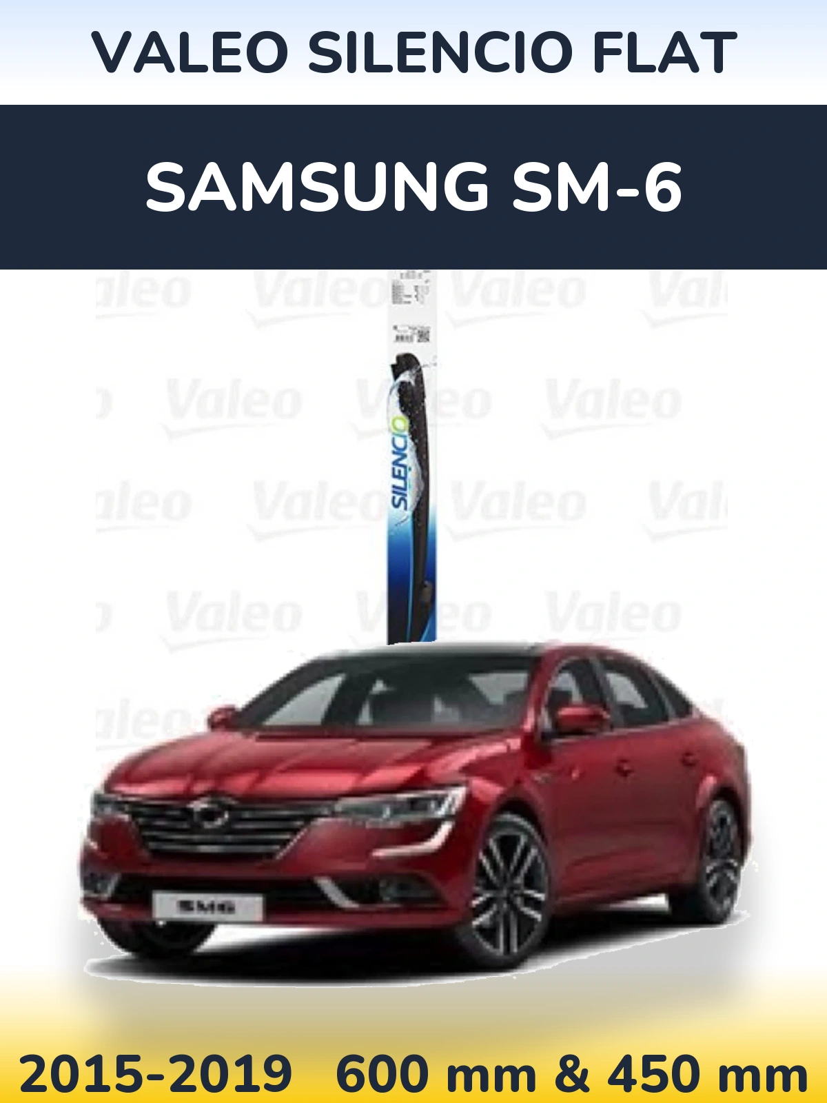 Front wiper blade set Valeo Silencio Flat 600 & 450 мм for Samsung SM-6 2015-2019