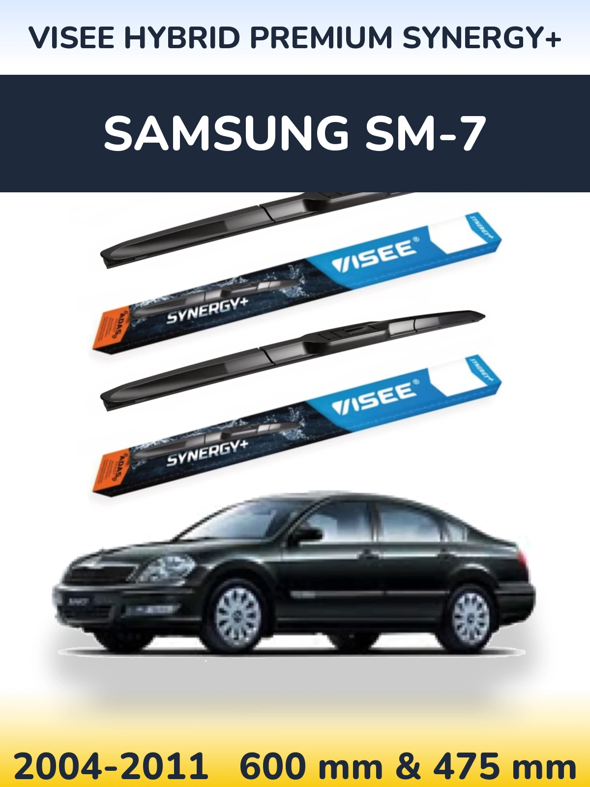Front wiper blade set VISEE HYBRID PREMIUM SYNERGY+ 600 & 475 мм for Samsung SM-7 2004-2011