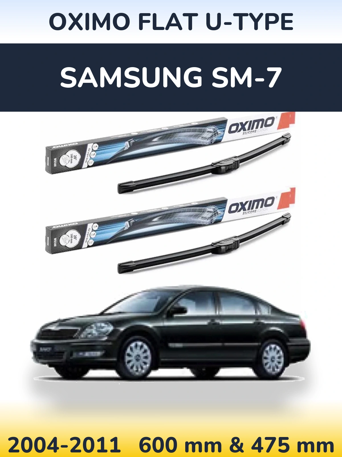 Комплект передних дворников Oximo Flat U-type 600 & 475 мм для Samsung SM-7 2004-2011