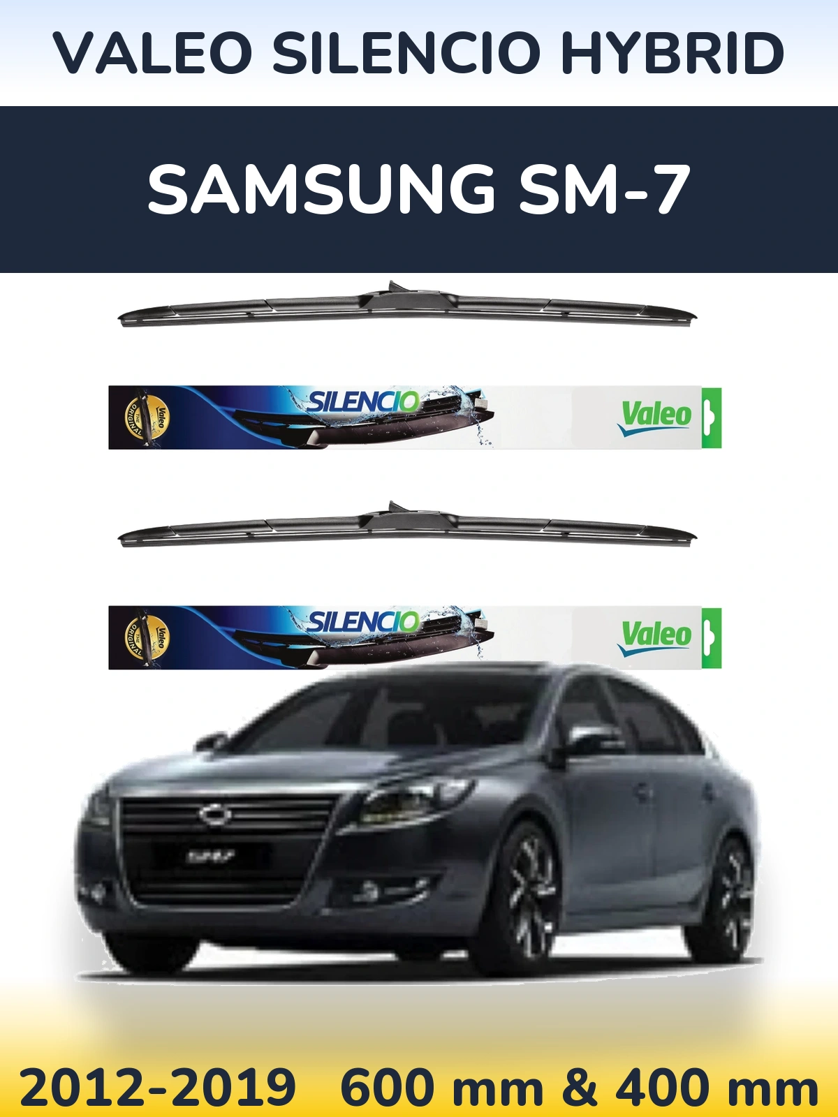 Комплект передних дворников Valeo Silencio Hybrid 600 & 400 мм для Samsung SM-7 2012-2019