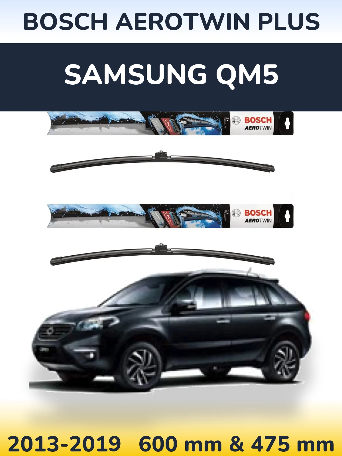 Комплект передних дворников BOSCH AeroTwin Plus 600 & 475 мм для Samsung QM5 2013-2019