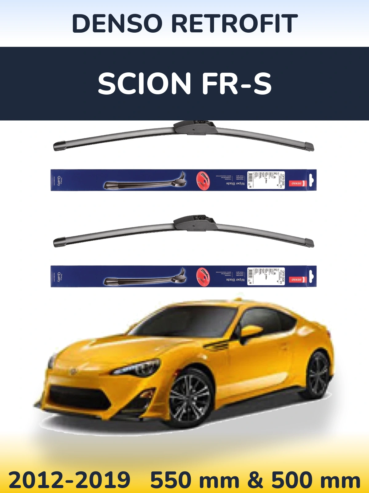 Комплект передніх щіток Denso Retrofit 550 & 500 мм для Scion FR-S 2012-2019