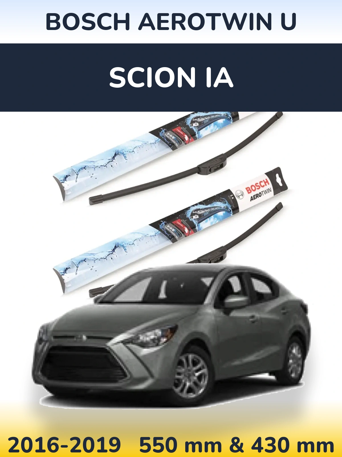 Комплект передних дворников BOSCH AeroTwin U 550 & 430 мм для Scion iA 2016-2019
