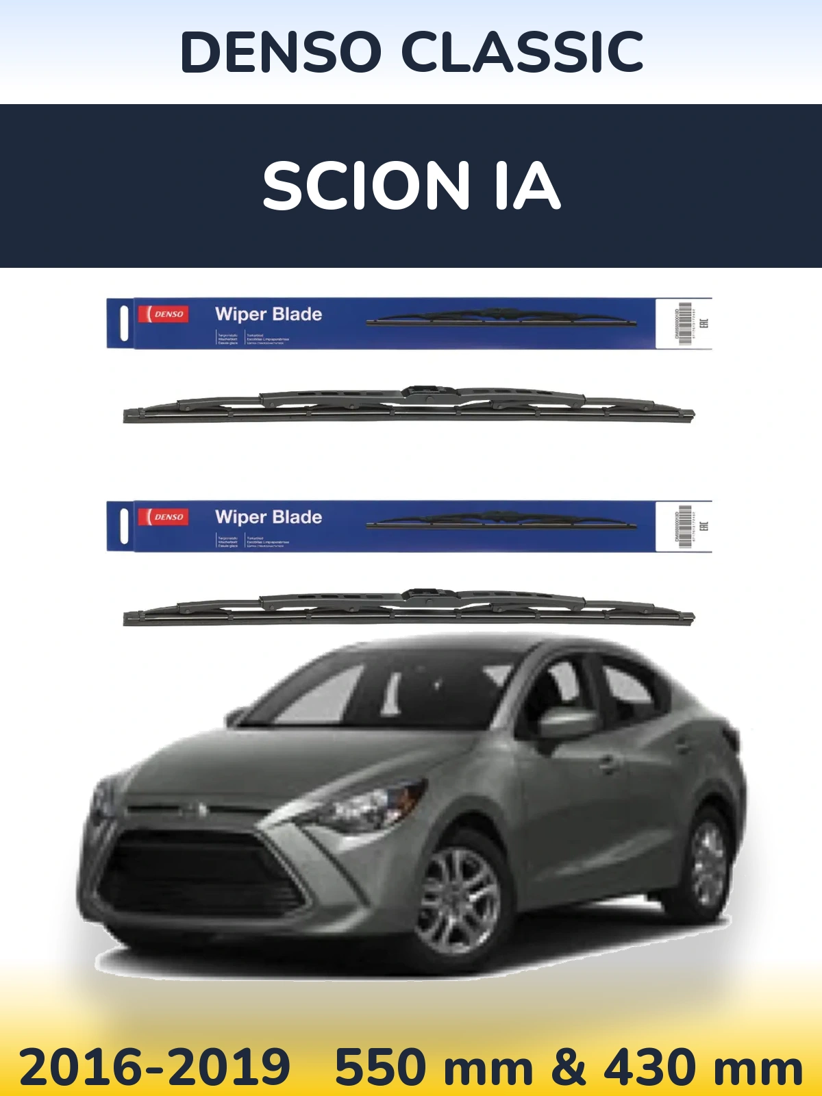 Комплект передних дворников Denso Classic 550 & 430 мм для Scion iA 2016-2019