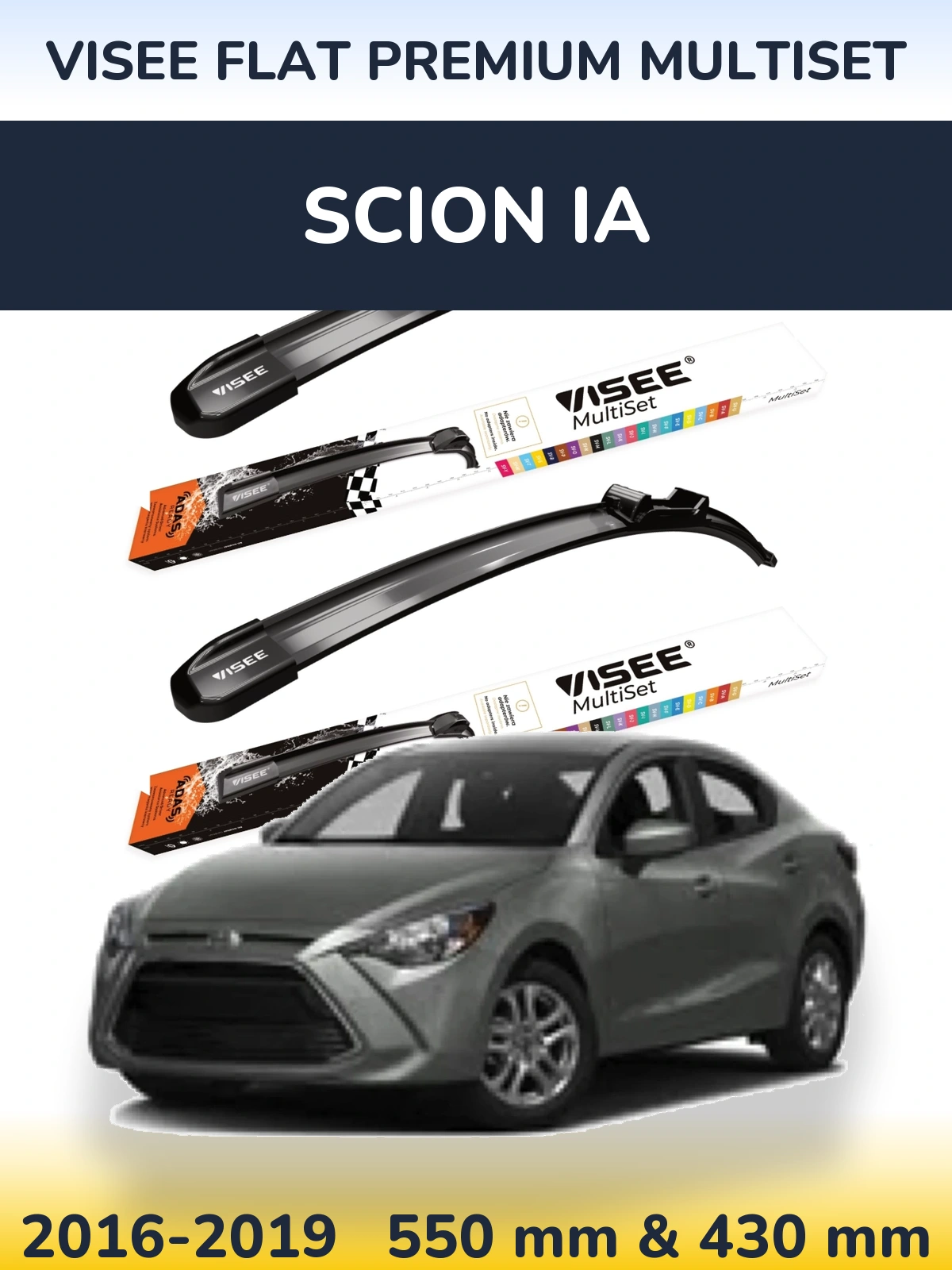 Комплект передніх щіток VISEE FLAT PREMIUM MultiSet 550 & 430 мм для Scion iA 2016-2019