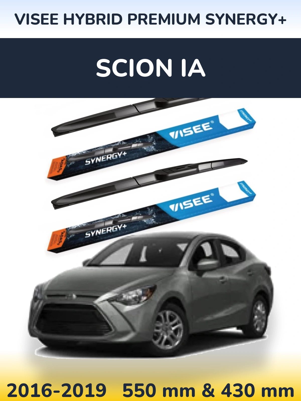 Комплект передніх щіток VISEE HYBRID PREMIUM SYNERGY+ 550 & 430 мм для Scion iA 2016-2019