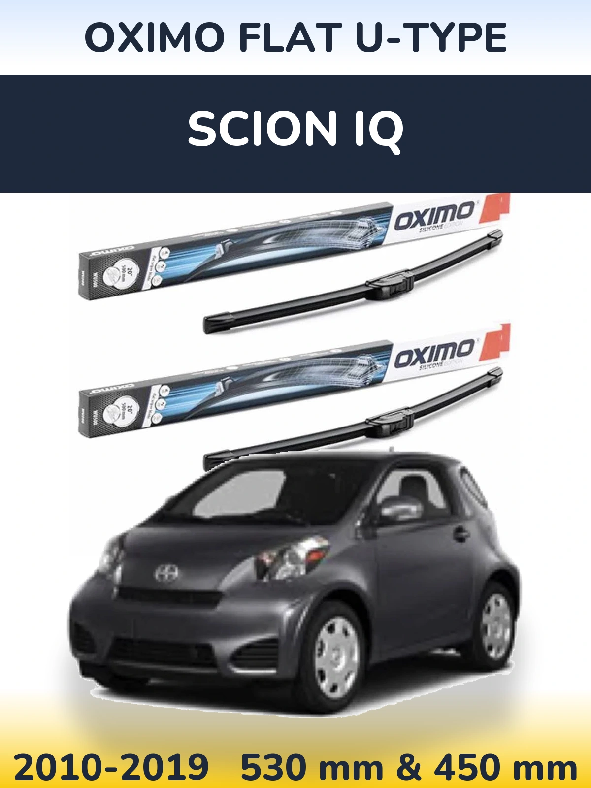 Комплект передних дворников Oximo Flat U-type 530 & 450 мм для Scion iQ 2010-2019