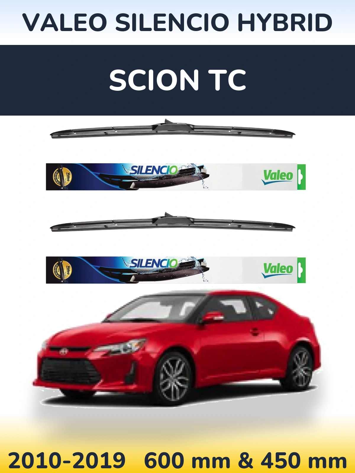 Komplet przednich wycieraczek Valeo Silencio Hybrid 600 & 450 mm do Scion tC 2010-2019